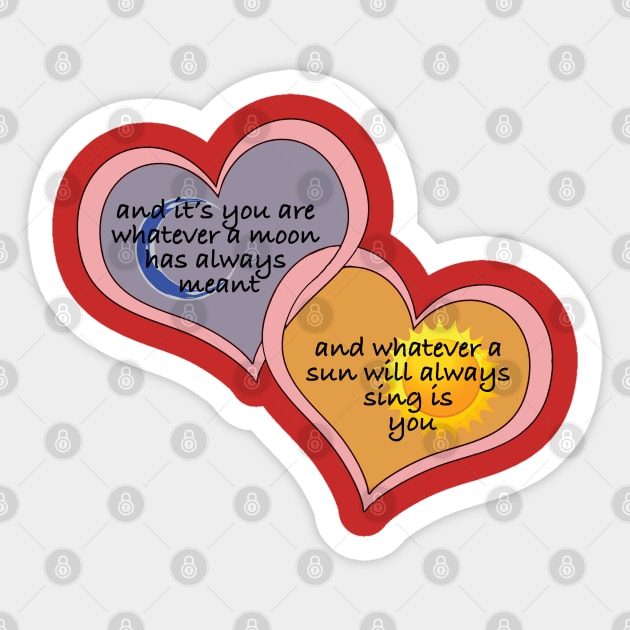 Hearts, Sun, and Moon Poem Sticker by AR100AR